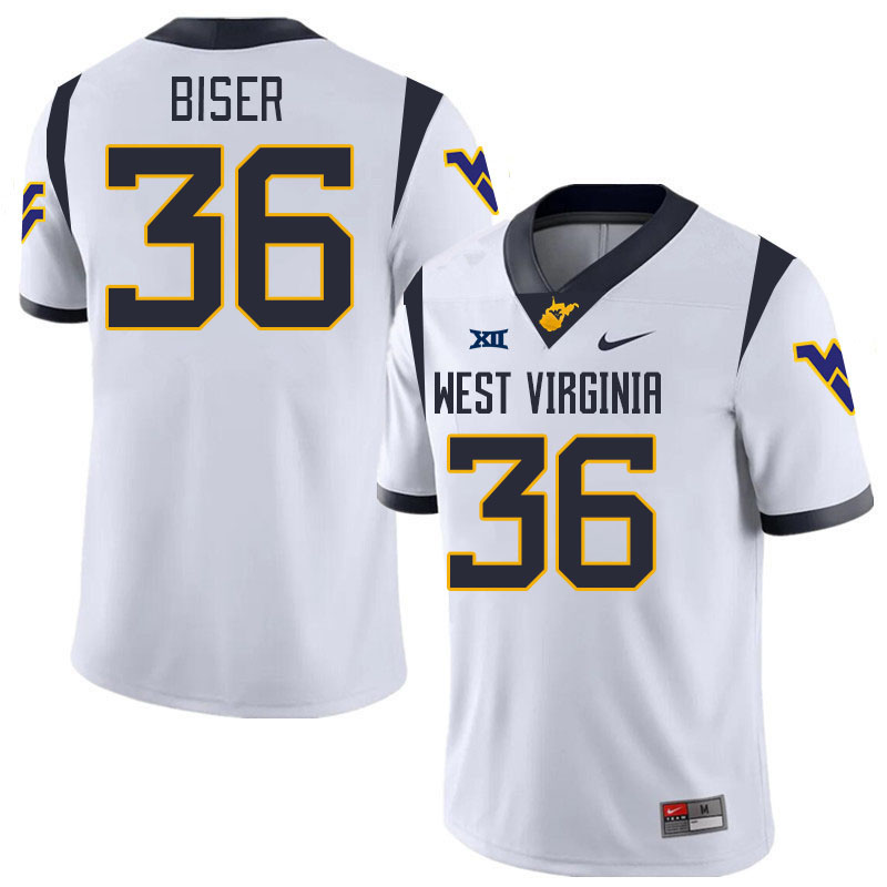 Men #36 Caden Biser West Virginia Mountaineers College 2024 New Uniforms Football Jerseys Stitched S